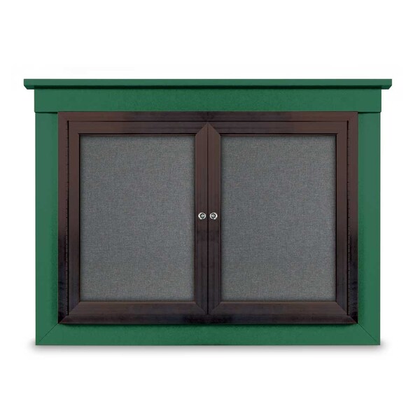 60"x36" 2-Door Enclosed Outdoor Letterboard, Hdr, Black Felt/Bronze